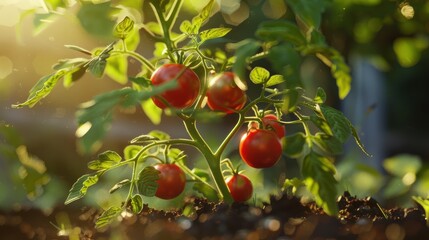 Wall Mural - tomato plant zoom picture 