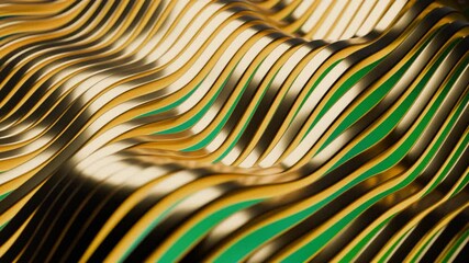 Wall Mural - stunning abstract flowing lines in rich gold and lush green colors, truly beautiful art design. desi
