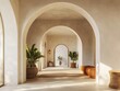 © Yendi08 - Boho Mediterranean home entryway with arched walls