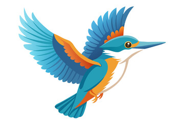 Beautiful flying kingfisher different posture vector art illustration