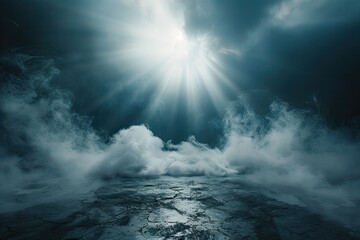 Aufkleber - Abstract fog in dark room for product placement background.