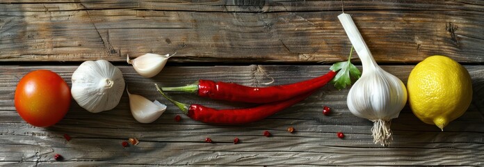 Canvas Print - Fresh Ingredients on a Wooden Background