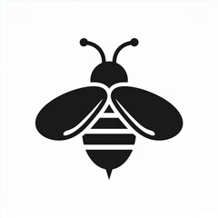 Wall Mural - bee black icon isolated on white