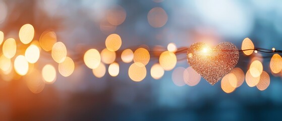 Wall Mural -  A close-up of a string of lights with a blurred background of holidays lights