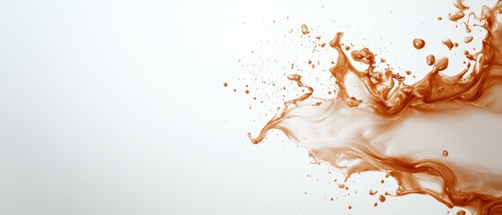 Wall Mural -  An orange liquid gushes from a bottle's top into a white cup on a pristine surface