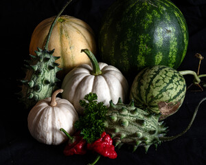 Wall Mural - Photo of various fruits and vegetables, seasonal vegetables, autumn