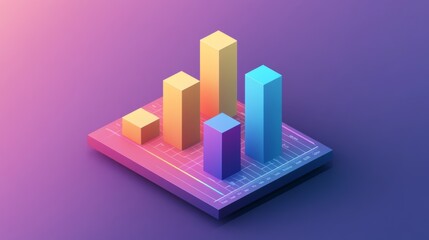 Poster - A 3D bar chart with stacked bars and layered colors, presenting complex financial data with a clear and engaging visual style.