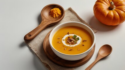 One single pumpkin soup