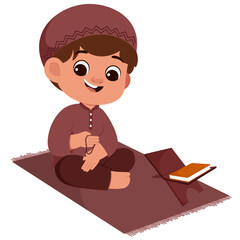 Poster - Muslim Boy Is Reciting Dhikr Illustration