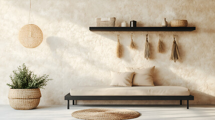 Wall Mural - Cozy and Stylish Boho Living Room Decor with a Natural Touch