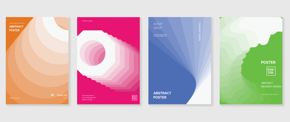 modern gradient poster background vector set. minimalist style cover template with vibrant perspecti