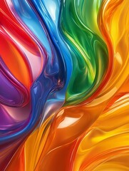 Poster - Abstract digital art with vibrant colors flowing and swirling together creating a dynamic and colorful image.