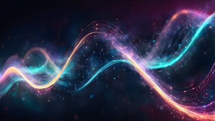 A colorful wave of light with a dark background