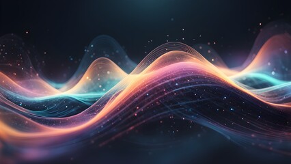A colorful wave of light with a dark background