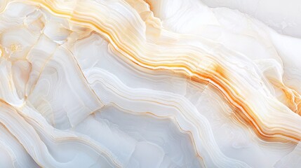 Wall Mural -  A tight shot of a white marble base, intricately patterned with yellow and orange hues Bottom edge features a thin, light orange stripe