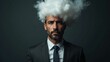 © mischenko - Male businessman in suit and tie with head full of smoke clouds made