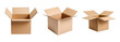 © Transparent AI - A collection of open cardboard boxes isolated on a transparent background, ideal for packaging, shipping, and moving concepts