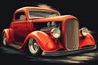 © kardaska - Red hot rod custom car driving fast illustration