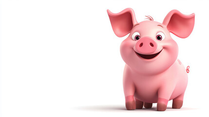 cartoon illustration of a pink farm pig, designed in a playful and friendly style, isolated on a whi