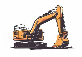 Wall Mural - Yellow Excavator with Bucket Down