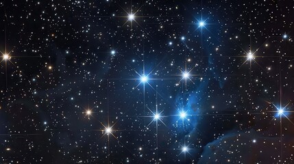 Starry Night Sky. Abstract Cosmos Creation with Bright Blue Colours