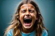© Artem Zatsepilin - young upset Caucasian girl screaming, crying in pain. shock and emotional breakdown, depression.