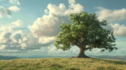 Poster - Solitary Tree on a Hilltop