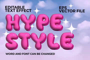 Wall Mural - hype style pink inflated 3d editable vector text effect