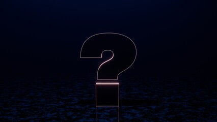 Aufkleber - Glowing Neon Question Mark in a Dark Minimalist Digital Space.