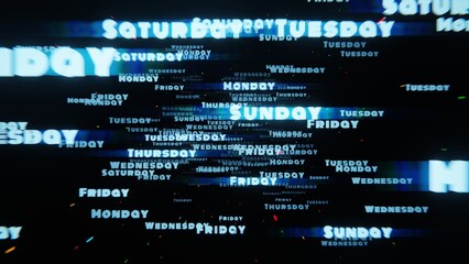 Aufkleber - Glowing Days of the Week on a Dark Background Representing Time Flow and Weekly Planning
