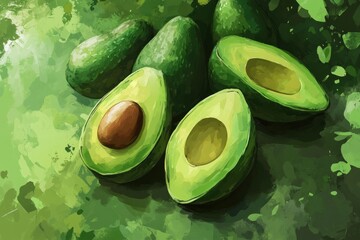 green and fresh avocado wallpaper , ai