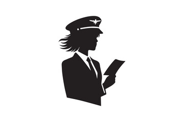 Wall Mural - Airlines pilot silhouette vector illustration