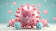 © KWONGRI Ai - Colorful 3D illustration of a virus with spikes, representing microbial life and health challenges in a modern context.