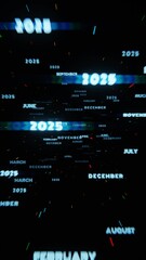 Aufkleber - Glowing Timeline of 2025 with Months on a Dark Background Representing Future Planning and Events