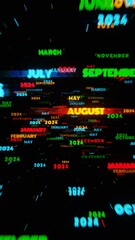 Aufkleber - Surreal Neon Calendar with Months and Years in Dynamic Motion