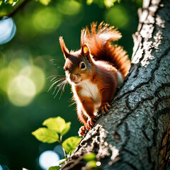 Wall Mural - squirrel on a tree