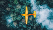 © Meritxell Cid - A small yellow plane is flying through a forest