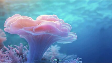 Wall Mural - A pink flower is floating in the ocean 4K motion