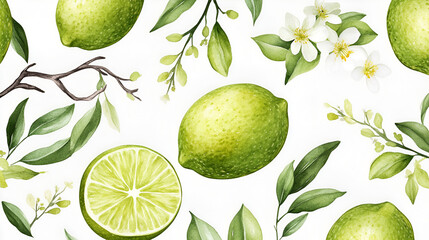 Poster - Fresh Limes & Blossoms - Perfect for Summer Designs