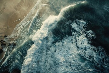 Wall Mural - aerial view of a lake or river with surrounding landscape