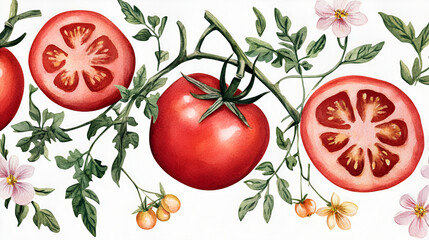 Canvas Print - Fresh Tomatoes on the Vine - Perfect for Recipes, Packaging and More!