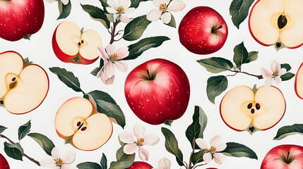 Sticker - Fresh Red Apples and Blossoms - Perfect for Your Next Design Project!