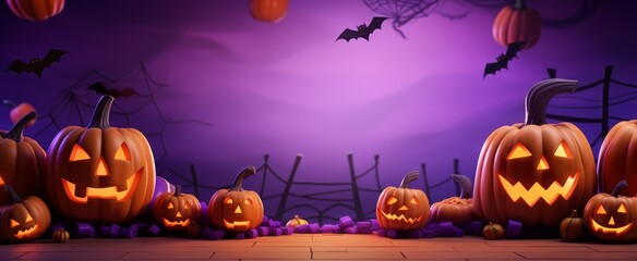 Halloween wallpaper. Purple themed haunted and spooky Halloween landscape.