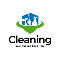 Wall Mural - House cleaning service logo design. House cleaning products vector design.