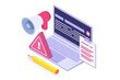 © Andrii Symonenko - It incident report isometric concept. Vector illustration.
