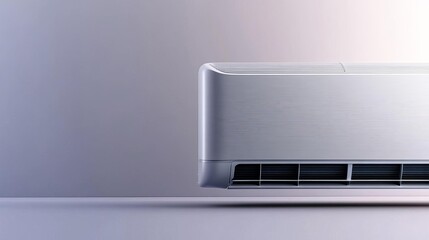 Air conditioner with a sleek, silver design, modern aesthetics, cooling luxury