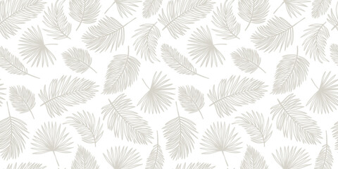 Wall Mural - Tropical leaf background, minimalist white foliage elegant wallpaper design