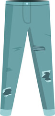 Poster - Blue jeans are shown with large holes in the knees, illustrating a modern fashion trend