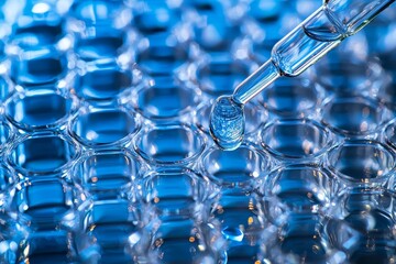 Aufkleber - Dropping chemical liquid into test tube, concept for laboratory research. Scientist samples for chemistry or medicine tests.