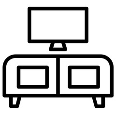 Canvas Print - Tv Cabinet Furniture Line Icon